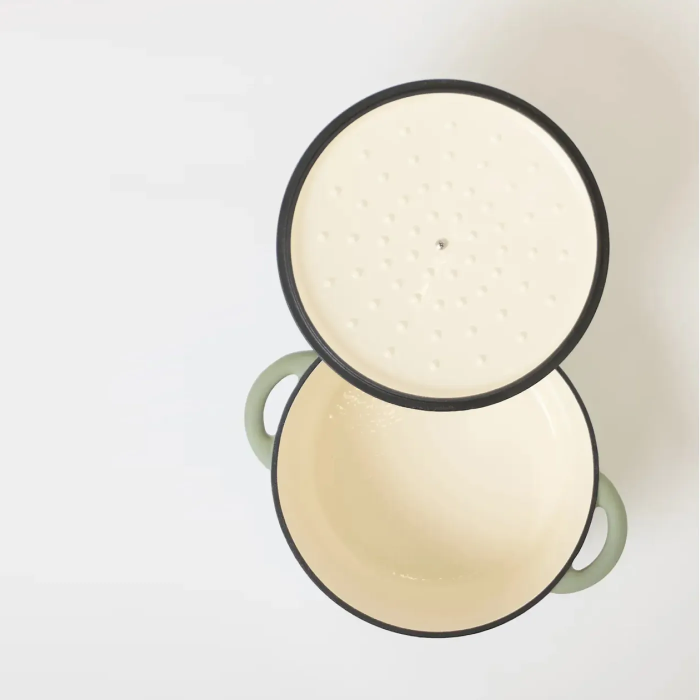 George Collective - Cast Iron Round Casserole 28cm - Matte Sage/Silver Lid - Gambar 4