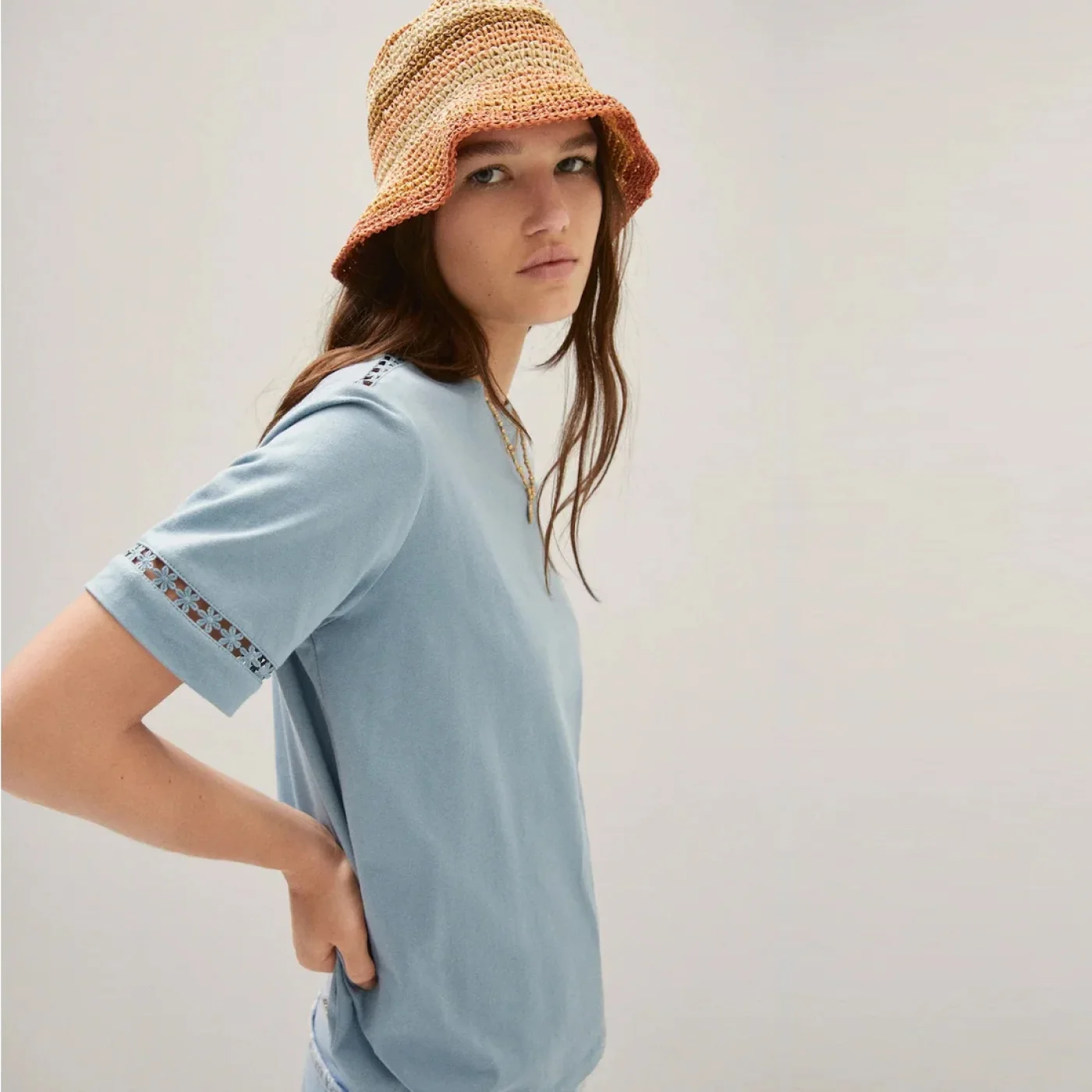 Embroidered Accent T-Shirt - Gambar 3